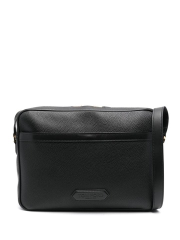 tom ford logo-patch leather briefcase - black