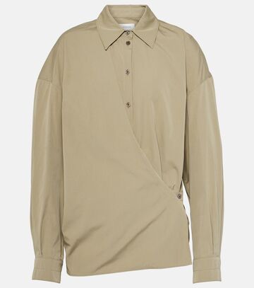 lemaire asymmetric cotton and silk shirt in green