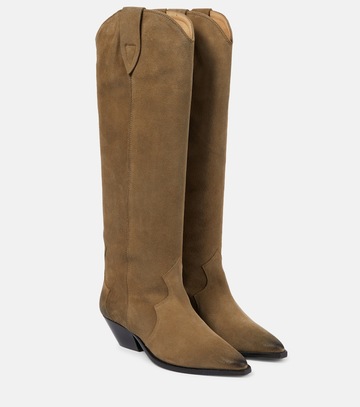 isabel marant lomero suede knee-high boots in beige