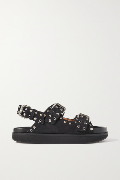 ISABEL MARANT - Ophie Embellished Suede Sandals - Black
