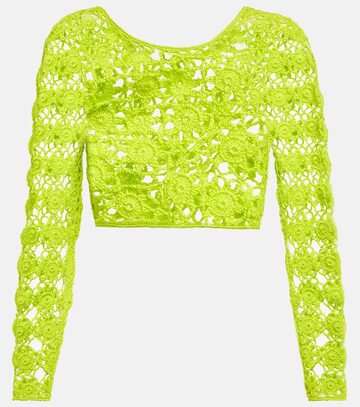 Anna Kosturova Bella crochet cotton crop top in green