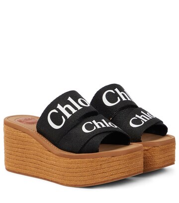 Chloé Woody canvas platform espadrille sandals in black