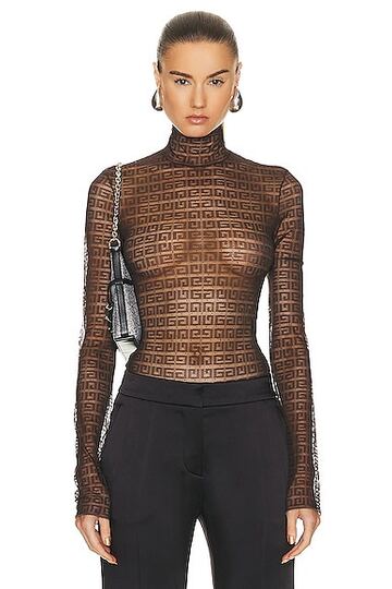 givenchy long sleeve bodysuit in brown