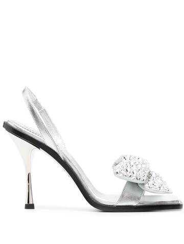dsquared2 bow-detail sqaure-toe sandals - silver