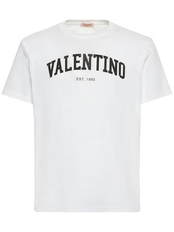 valentino logo cotton t-shirt in black / white