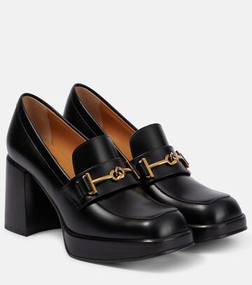 tod's embellished leather loafer pumps in black