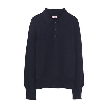 Tricot Recycled cashmere polo sweater in navy