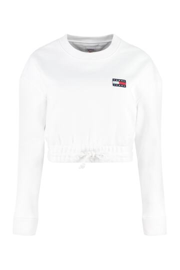 Tommy Jeans Cotton Crew-neck Sweatshirt With Logo in white