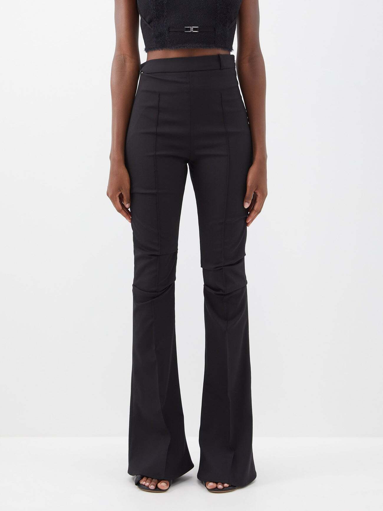 Jacquemus - Merria Wool-blend Flared Trousers - Womens - Black
