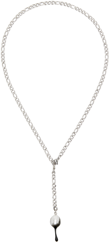 Ottolinger Silver Pearl Necklace in black