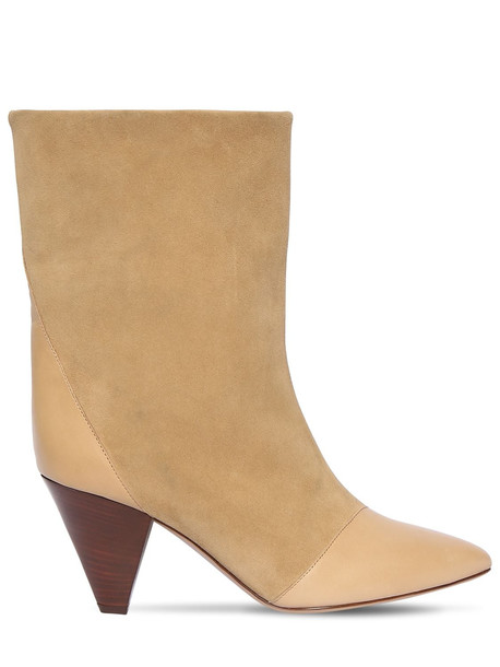 ISABEL MARANT 75mm Lillis Suede & Leather Ankle Boots in beige