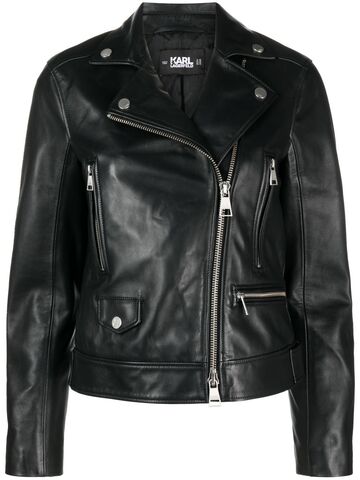 karl lagerfeld leather biker jacket - black
