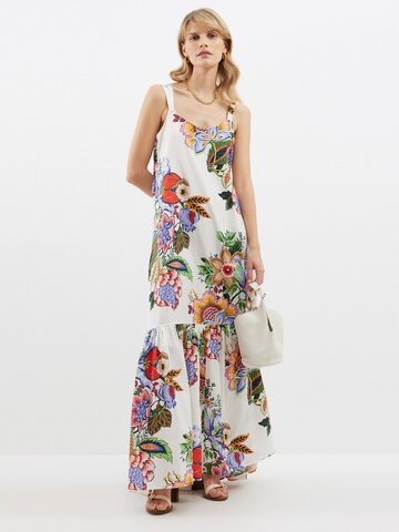 etro - floral-print cotton-blend maxi dress - womens - multi