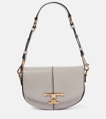 tod's t timeless mini leather shoulder bag in grey
