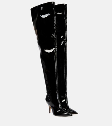gia borghini gia 33 patent leather over-the-knee boots in black