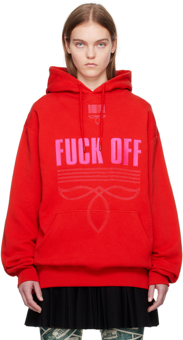 vtmnts red embroidered hoodie