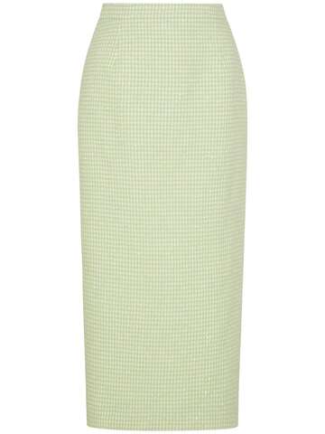alessandra rich sequined tweed pencil skirt in green / white