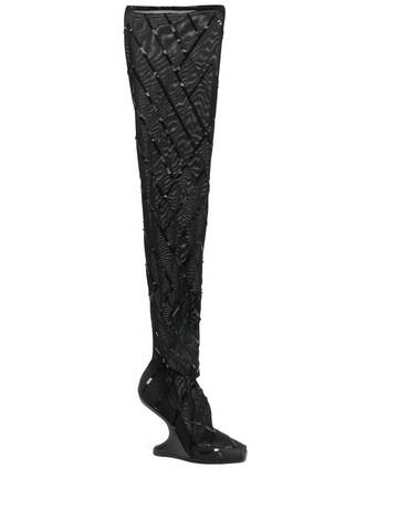 rick owens lilies cantilever 11 sequin-embellished thigh-high boot - black