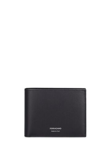 ferragamo classic logo leather wallet in black