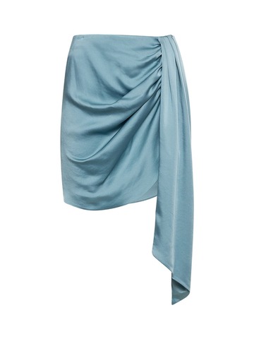 jonathan simkhai mae classic draped satin mini skirt in blue