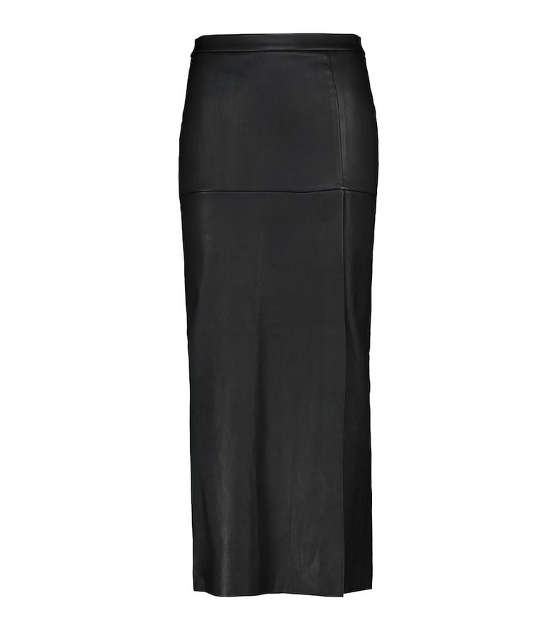 STOULS Trinity leather midi skirt in black
