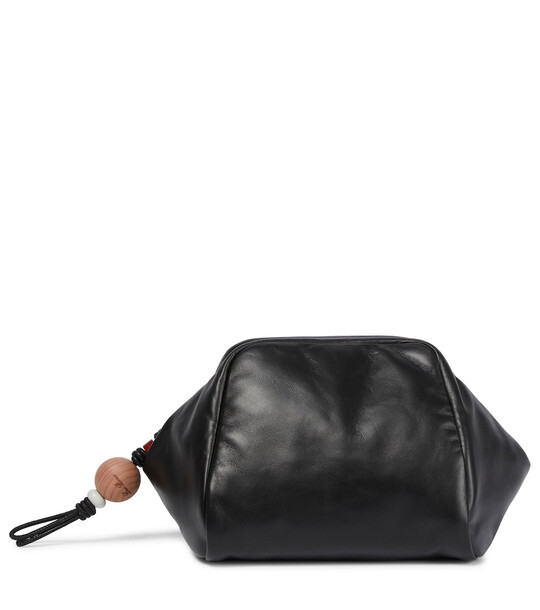 Loro Piana Puffy Pouch Small leather clutch in black