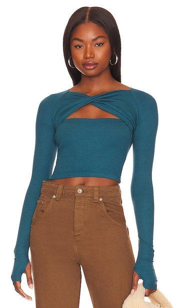ALIX NYC Malone Crop Top in Teal in blue