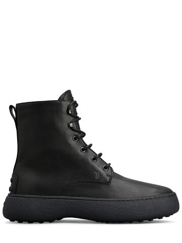 tod's leather lace-up boots in black