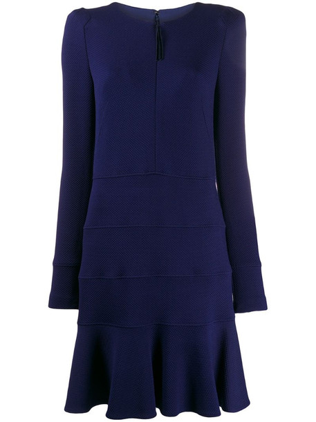 Talbot Runhof fitted pleated dress in blue