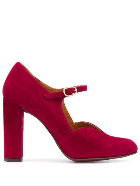 Chie Mihara suede block-heel pumps in red