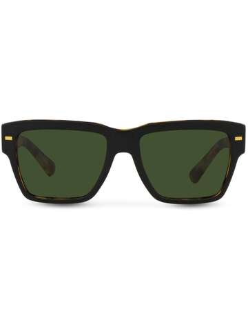 dolce & gabbana eyewear tortoiseshell-detail logo-arm sunglasses - black