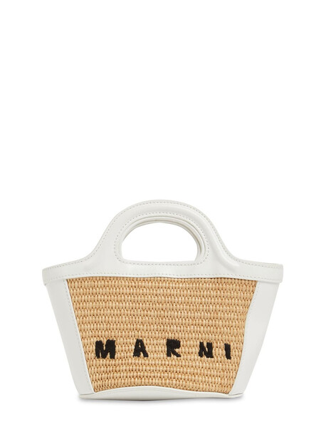 MARNI Micro Tropicalia Summer Top Handle Bag in white / beige