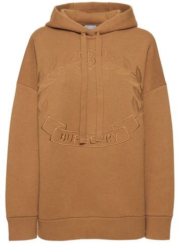 BURBERRY Cristiana Crest Knit Hoodie in camel