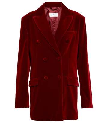 etro oversized velvet blazer in red