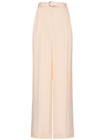 PETER DO Tailored Stretch Silk Pants W/ Belt in pink