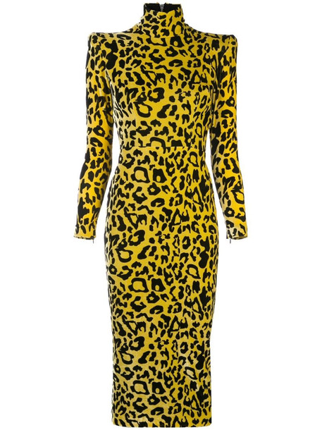 Alex Perry Miles leopard print dress in yellow