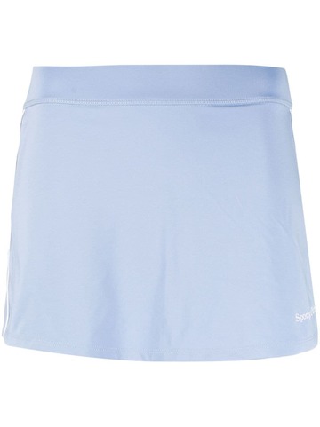 sporty & rich logo-print elasticated-waistband miniskirt - blue