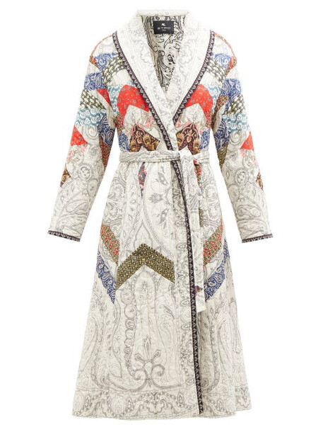Etro - Montage-print Quilted Cotton-poplin Coat - Womens - White Multi