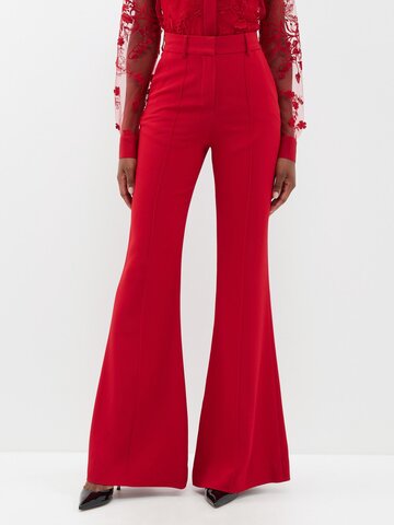 elie saab - cady crepe tailored flared trousers - womens - red