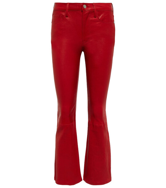 Frame Mid-rise cropped leather pants in red