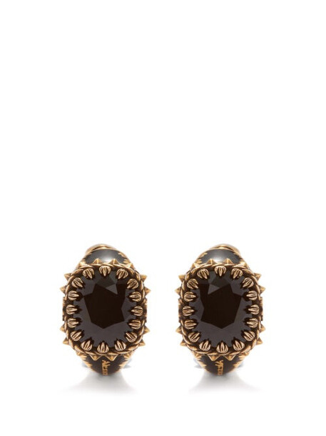 Alexander Mcqueen - Logo And Seal-engraved Earrings - Womens - Black Gold