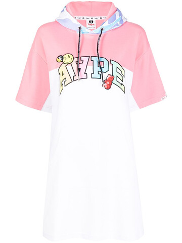 AAPE BY *A BATHING APE® AAPE BY *A BATHING APE® logo-print hooded T-shirt dress - Pink