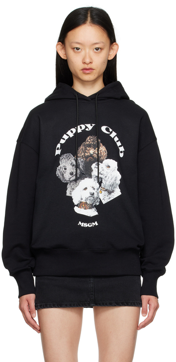 msgm black 'puppy club' hoodie