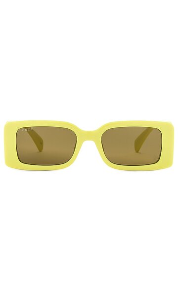 gucci longue rectangular sunglasses in yellow