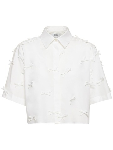 MSGM Cotton Poplin Shirt W/bows in white