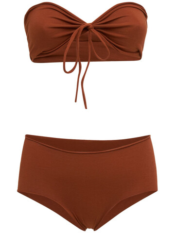 ISOLE & VULCANI Seamless Cotton Jersey Bikini in brown