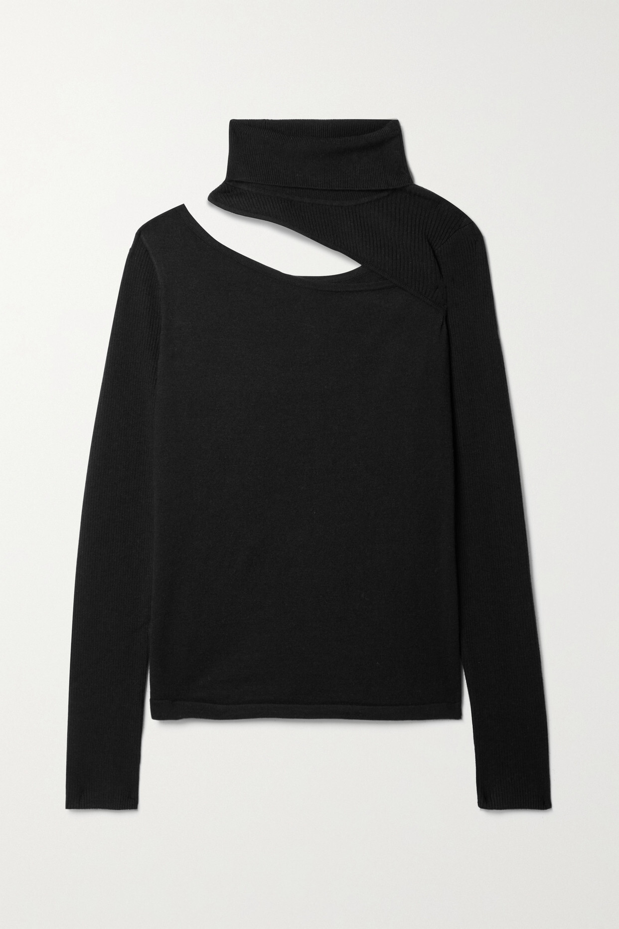 L'Agence - Everlee Cut-out Knitted Turtleneck Sweater - Black