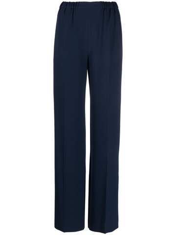 emporio armani elasticated-waistband wide-leg trousers - blue