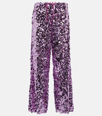 oseree sequined high-rise wide-leg pants in pink