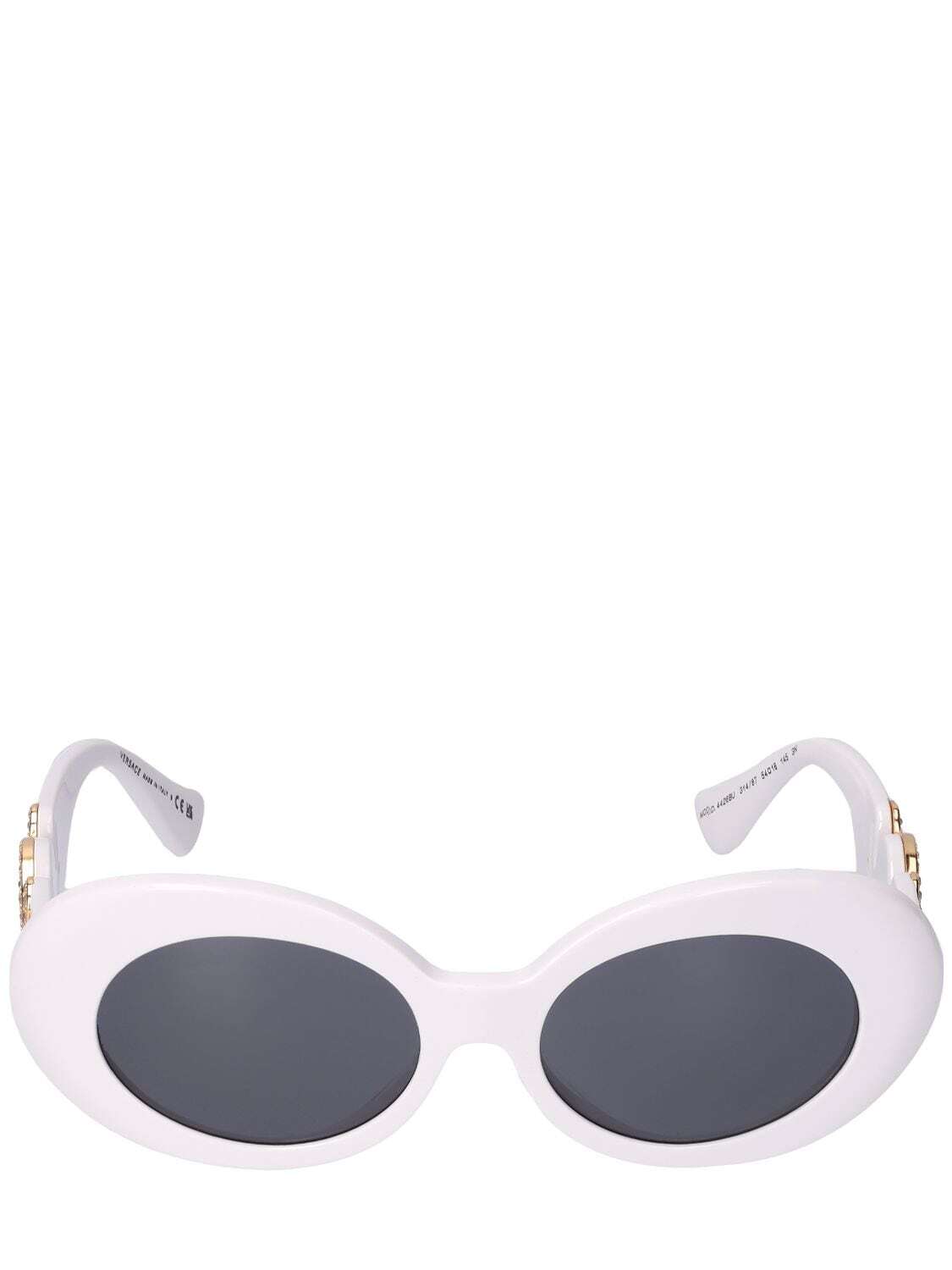 VERSACE Medusa Biggie Crystal Oval Sunglasses in grey / white